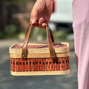 Cesta de Regalo de Bambú, Estructura Tejida a Mano de Bambú Natural para Presentación de Regalos de Lujo, Embalaje de Vietnam - Product Image 1
