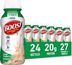 BOOST High <b>Protein</b> with Fiber Ready to Drink Complete Nutritional Drink, Creamy Strawberry, 8 fl oz Bottle, 24 Pack - Product Image 6