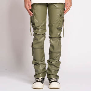 กางเกงหนังผู้ชายสุดฮิต ดีไซน์สั่งทำ แฟชั่นทันสมัย น้ำหนักเบา สไตล์ลำลอง ทรงตรง กันน้ำ - Product Image 1