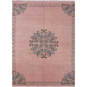 Alfombra de Lana Anudada a Mano de Gran Tamaño, Diseño de Medallón Rojo y Naranja, para Sala de Estar, Pasillo Rectangular, Modelo Pae-2119 - Product Image 1