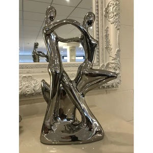 Sculpture en métal en forme de main humaine en V, décoration d'intérieur, couleur argent nickelé, décoration de bureau - Product Image 5