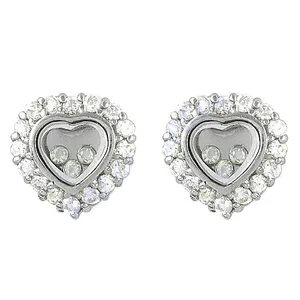Boucles d'oreilles en cristal en forme de cœur, argent 925 plaqué rhodium, bijoux romantiques pour femmes, à porter tous les jours - Product Image 1