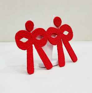 Top Selling Trendy Seed Beaded Handmade Red <b>Earrings</b> for Women and Girls - Product Image 3