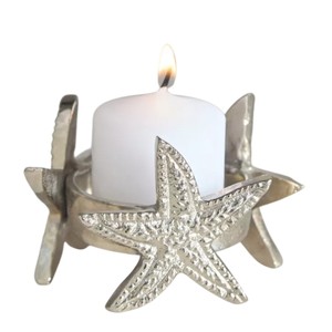 Wholesale <b>Star</b> Shaped Metal Tea <b>Light</b> Candle Holder Home Decoration Handmade Aluminium <b>Star</b> Outline On Wooden Base For Sale - Product Image 4