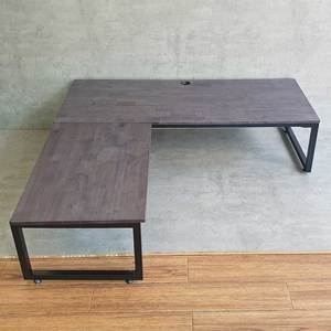 L-Shaped 140x140cm Rubber Wood Low Table with Iron Legs <b>Computer</b> <b>Desk</b> CD68013 - Product Image 6