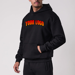 Hot Selling Casual Wear Solid Color Boxy Fit Hoodie 100% Cotton Pullover Custom Embriordery Logo Winter Wear Warm <b>Hoodies</b> - Product Image 5