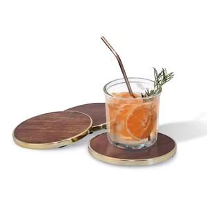 Modern Vintage Wooden <b>Coasters</b> Handmade Square Mats with <b>Cork</b> Pad Natural Home Decor - Product Image 3