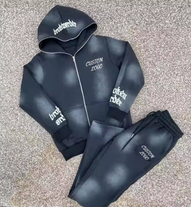 ชุดกีฬาผู้ชาย2ชิ้นชุดวอร์มล้างกรดชุดวอร์มสำหรับผู้ชายสำหรับใส่วิ่ง - Product Image 5