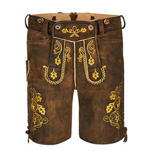Pantalones cortos bávaros para hombre, pantalones cortos tradicionales alemanes de cuero Oktoberfest con tirantes - Product Image 1