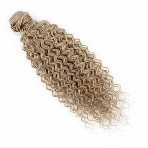 Extensions de cheveux humains bouclés crépus à clipser, blond cendré # 18a Body Wave Water Wave Yaki Style - Product Image 1
