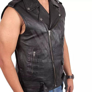 Haute qualité hommes en cuir véritable Biker gilet en cuir lourd Rocker Biker gilet moto hommes gilet - Product Image 2