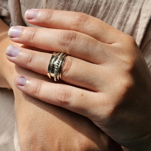 Meilleure vente Bague Spinner en laiton argenté à trois bandes Bijoux fins pour mariages, fêtes ou anniversaires - Product Image 2