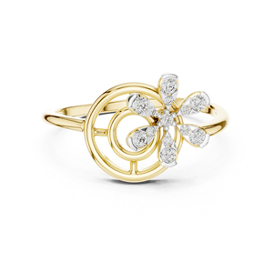 แหวนหมั้นเพชรทรงกลมสีเหลืองทอง 14K สำหรับผู้หญิง |   เพชรที่เพาะเลี้ยงใหม่ - Product Image 1