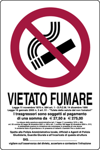 Cartello Segnaletico Proibito Fumare Con Legge Cm. 20x30 - Product Image 1