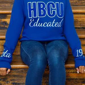 HBCU Zeta Chenille Embroidered Sweatshirt Royal Blue Greek Sorority Apparel Premium Cotton College Crewneck Pullover - Product Image 5