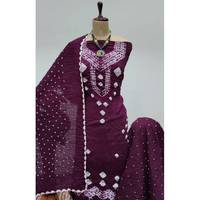 Nouvelle robe bleue en satin Bandhani, écologique, respirante, lavable, antistatique, naturelle, formelle, coupe trapèze, longueur genou, col en V, manches longues