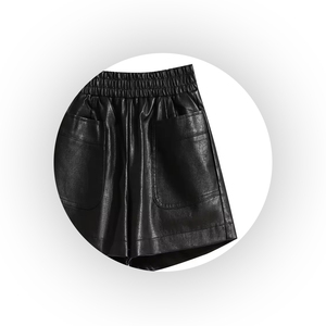 Stylish Latest Customized <b>Leather</b> <b>Women's</b> <b>Shorts</b> Premium Quality OEM From Pakistan Loose & Breathable - Product Image 5