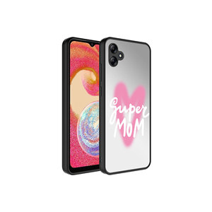 Coque arrière pour Samsung Galaxy A04E avec motif miroir, protection de l'appareil photo, design Super Mom, finition brillante - Product Image 1