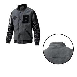 Chaqueta universitaria de ropa de calle de alta calidad para hombre, chaqueta con letras de mezcla de lana con mangas de cuero, bombardero universitario personalizado OEM 2025 - Product Image 6