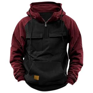 Sudaderas con capucha para hombre, Sudadera con capucha de primavera y otoño, sudaderas holgadas de retazos con bolsillos, ropa de calle informal de manga larga - Product Image 6