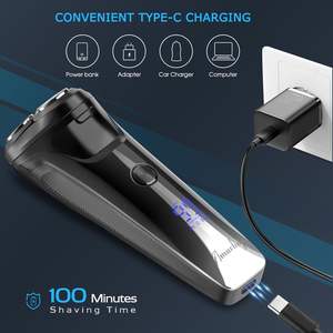 Rasoir électrique rechargeable sans fil pour homme, utilisation humide/sèche, autonomie de 120 minutes, tondeuse escamotable (IPX7), lavable, noir - Product Image 4