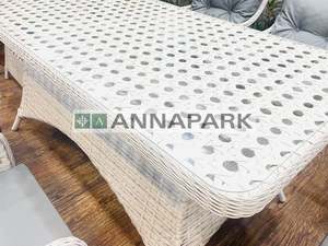 Annapark ชุดเฟอร์นิเจอร์หวายคุณภาพสูงสำหรับสวนโต๊ะรับประทานอาหารและเก้าอี้สำหรับลานกลางแจ้งสำหรับบ้านวิลล่าโรงแรม
