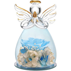 Vente en gros Hot Seller Fleurs éternelles pour toujours haut de gamme Roses éternelles préservées Fleurs immortelles en dôme de verre Figurine d'ange - Product Image 4