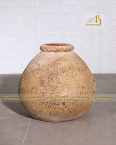 Atlantis AN055H50YER Pot en céramique au design jaune-blanc moderne pour la décoration de la maison, du jardin et de l'hôtel avec finition galvanisée Vietnam - Product Image 1