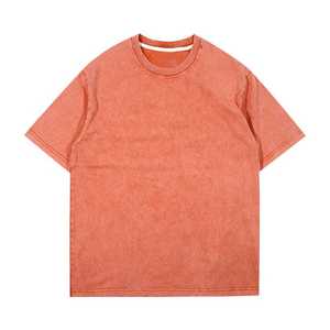 T-shirt OEM 2024 délavé à l'acide, col rond vintage, avec appliqué vieilli, effet usé, haute qualité - Product Image 5