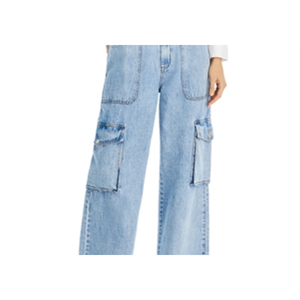 Pantalones Cargo de Pierna Ancha de Talle Alto Blanknyc All Heart Blue, Jeans Estilo Boyfriend de Mezclilla con Estilo Utilitario Simple, Lavables y Transpirables - Product Image 2