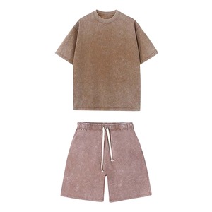 2025 diseño personalizado liso hombres de gran tamaño pesado algodón Vintage lavado camisetas lavadas Unisex Casual camiseta Twin Set - Product Image 5