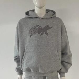 Ropa de calle atlética informal para adultos, tela de algodón, forro polar interior con capucha, chándal de invierno de dos piezas para correr, todos los tamaños, transpirable - Product Image 3