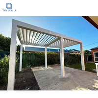 Pergola motorisée TIMESTILL en alliage d'aluminium rétractable à lames orientables 3x3, imperméable et résistante à la corrosion, avec structure thermolaquée