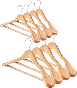 Cintres en bois à épaules larges personnalisables et réutilisables, lot de 8, avec barre antidérapante pour pantalons, cintres robustes pour costumes et manteaux - Product Image 1