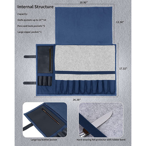 Sac de rangement pour couteaux de cuisine portable, organisateur robuste en toile cirée pour barbecue, étui à couteaux en cuir pour chef, LCKR-0035 - Product Image 2
