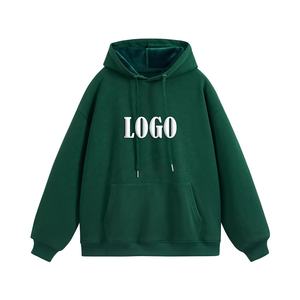 Sudadera con capucha básica con cordón liso negro personalizado de alta calidad con bolsillo 100% algodón - Product Image 5