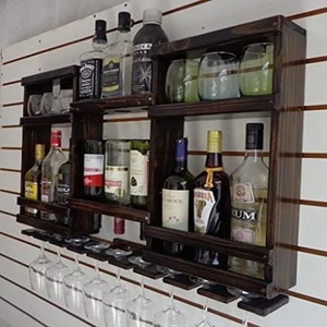 Muebles para el hogar de madera maciza Montado en la pared 6-8 Botellas de vino y estante de vidrio para gabinete de bar o estante de vino - Product Image 3
