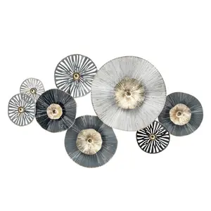 Best Indian Supplier Metal Shades of Gray 2-D Lily Pads Contemporary Rustic Decorative Hanging Wall Art For Living Room Decor