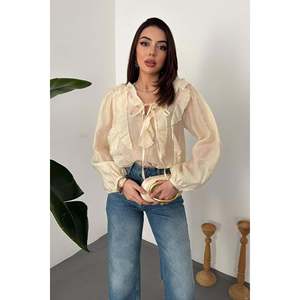 Blusa Beige con Volantes - Beige - Product Image 1