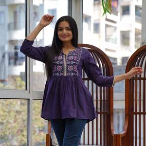 Premium Cotton Short <b>Top</b> for Ladies Lightweight Summer Comfort Ethnic Clothing <b>Indian</b> Pakistani Maruti Fashion MF334 Digital - Product Image 2