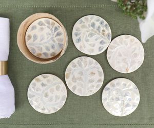 Modern MOP Coasters Crafted With High Precision Detailing Providing Contemporary Aesthetic And Natural Shell Texture - Product Image 3