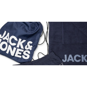 Set da bagno estivo da <span class=keywords><strong>uomo</strong></span> <span class=keywords><strong>Jack</strong></span> & <span class=keywords><strong>Jones</strong></span> XX-Large, 3 pezzi, in poliestere ed elastan, con pantaloncini da mare, borsa con coulisse <span class=keywords><strong>e</strong></span> asciugamano - Grigio - Product Image 2