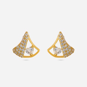 92.5 <b>Silver</b> <b>Stud</b> <b>Earrings</b> with Geometric Pattern Rhodium Plated Zircon Pearl for Wedding Party or Engagement 191347 Model - Product Image 1