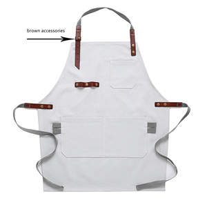Delantal de trabajo de lona de cuero genuino personalizado al por mayor, elegante y resistente con múltiples bolsillos para artistas de cocina, artesanos, chefs - Product Image 2