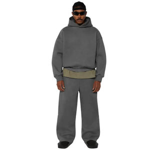 Pull-over personnalisé lourd pour hommes, sweat-shirt surdimensionné en coton essentiel, capuche courte, impression numérique, poche, hiver - Product Image 6