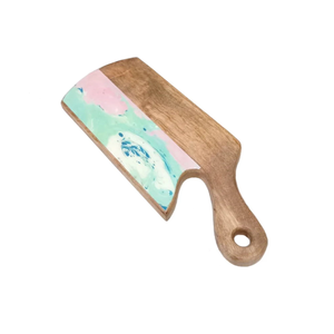 Planche à découper imprimée noire en bois et blanche avec poignée Pièce de design par sublimation pour forme ronde - Product Image 2