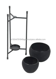 Maceta de doble capa negra artesanal premium a bajo precio - Product Image 4