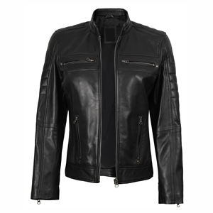 Veste en cuir véritable sur mesure de haute qualité pour femmes avec toile souple respirant col rabattu Design à la mode - Product Image 5