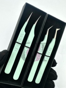 GETUP BROSONS IMPEX Professional Stainless Steel Anti-Static Anti-Magnetic Durable Serrated Tip 45 Degree Long Eyelash Tweezers - Product Image 6