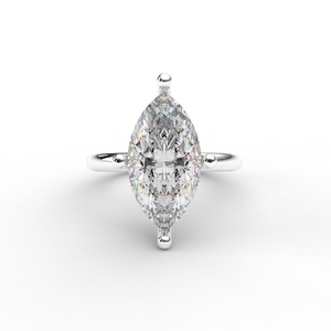 Classic Marquise Shape Lab Grown <b>Diamond</b> <b>Ring</b> Plain Band 14kt White Gold - Product Image 1